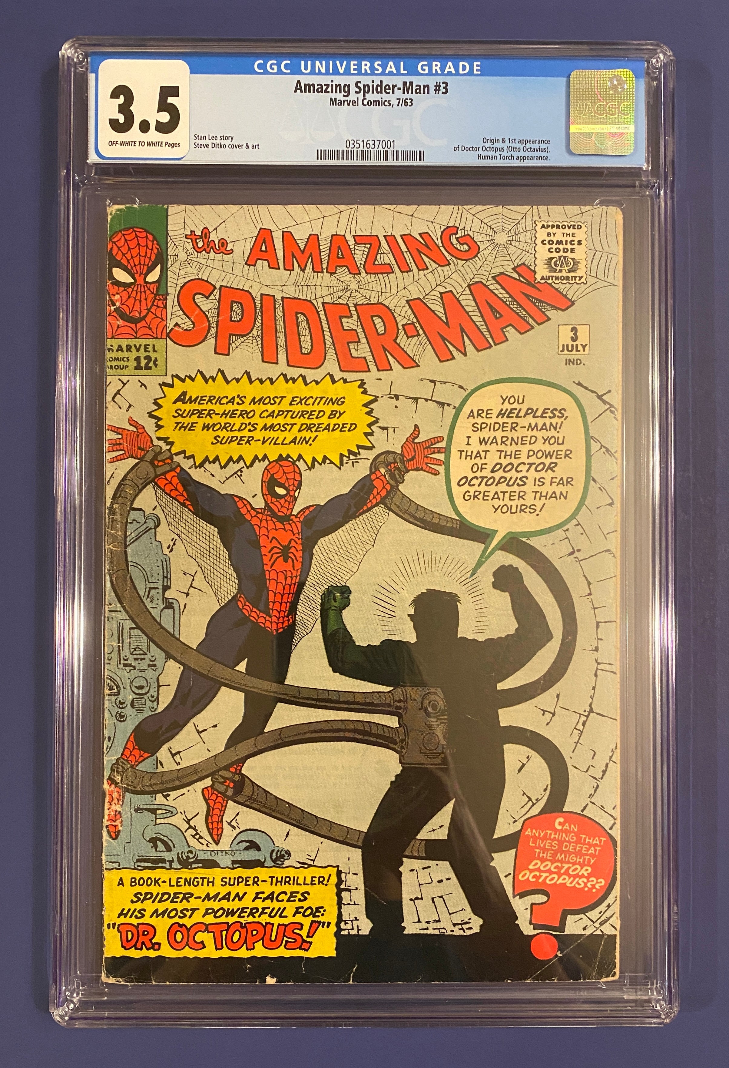 Amazing Spider-Man 3 1st Appearance of Doctor Octopus Marvel italian  edition