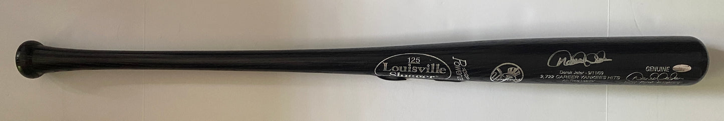 Derek Jeter Signed All Time Yankees Hit Leader Engraved Model Bat