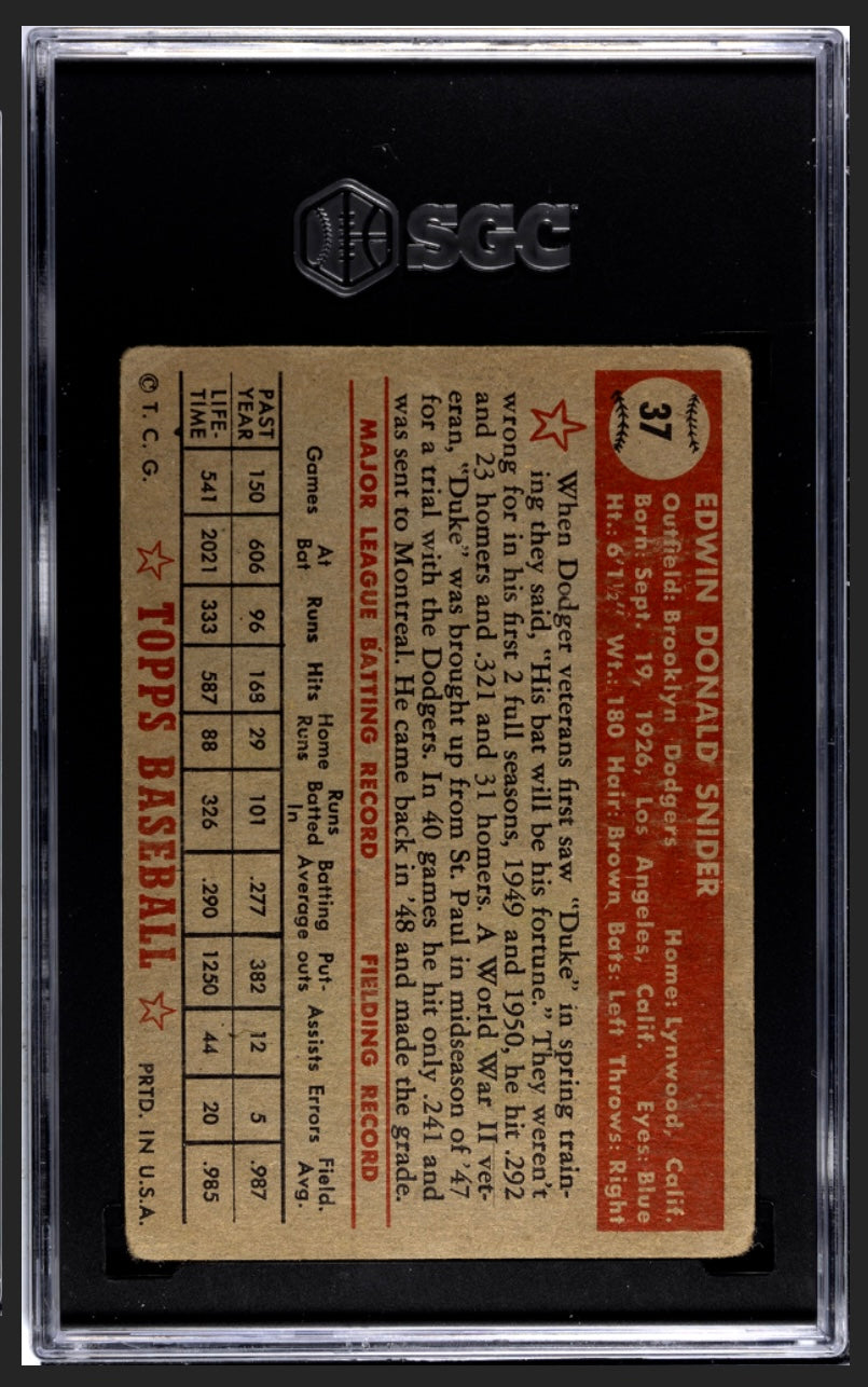 Duke Snider 1952 Topps Red Back SGC 1.5