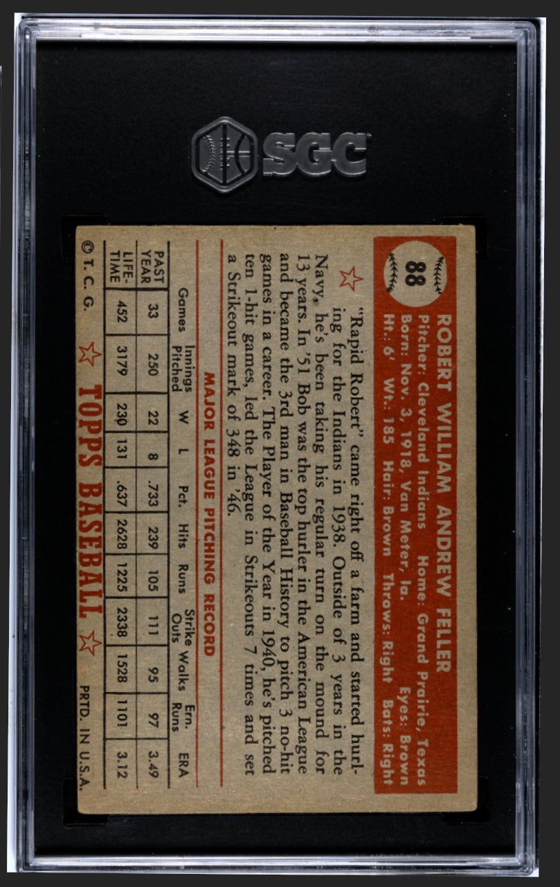 Bob Feller 1952 Topps Red Back SGC 4