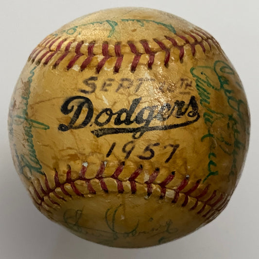 Rare 1957 Brooklyn Dodgers Team-Signed Baseball-Koufax, Campanella, and Reese – A Must-Have Investment!