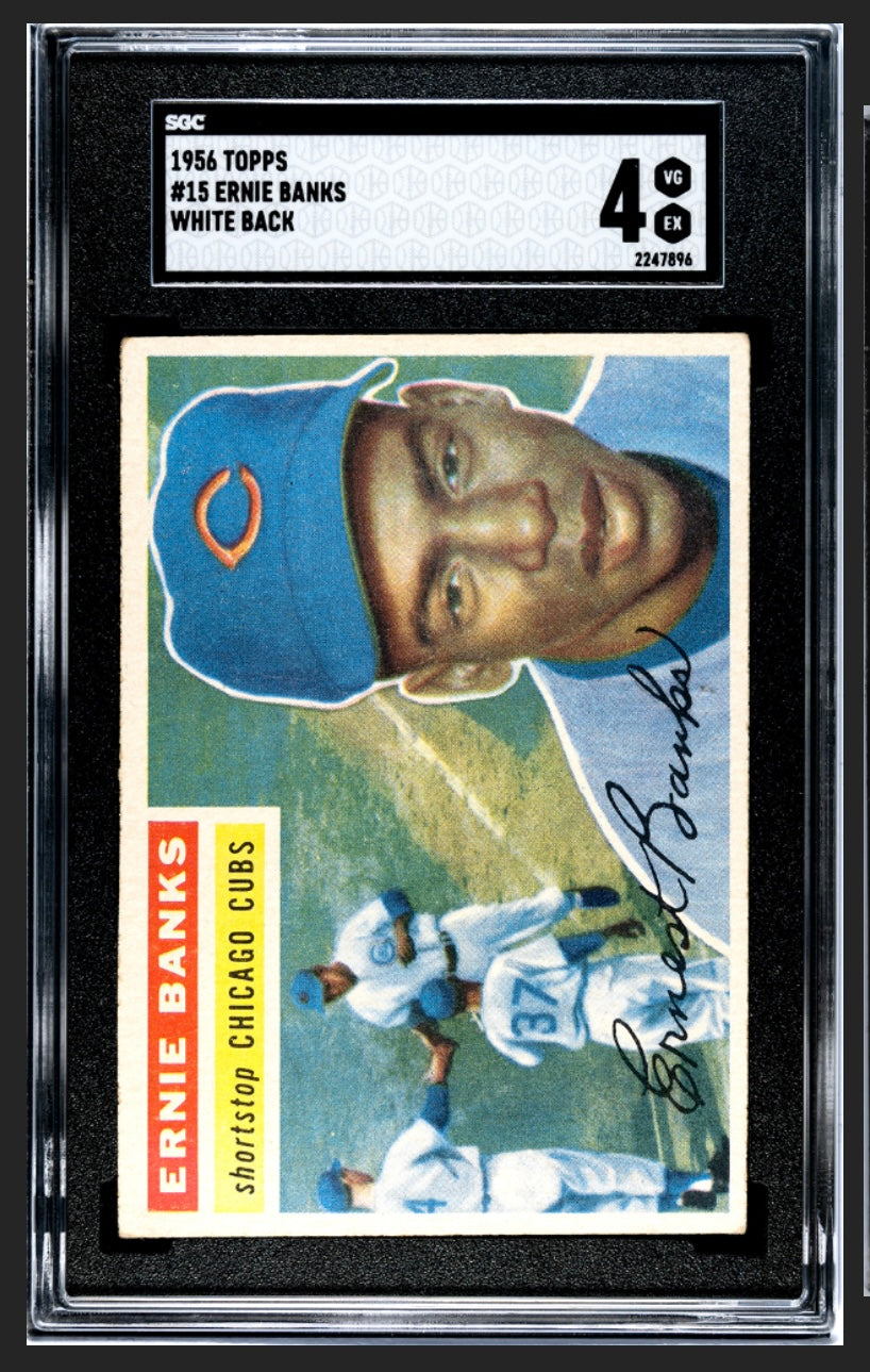 Ernie Banks 1956 Topps White Back SGC 4