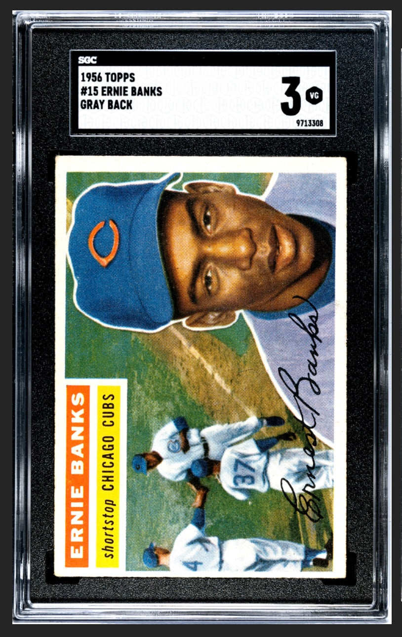 Ernie Banks 1956 Topps Gray Back SGC 3