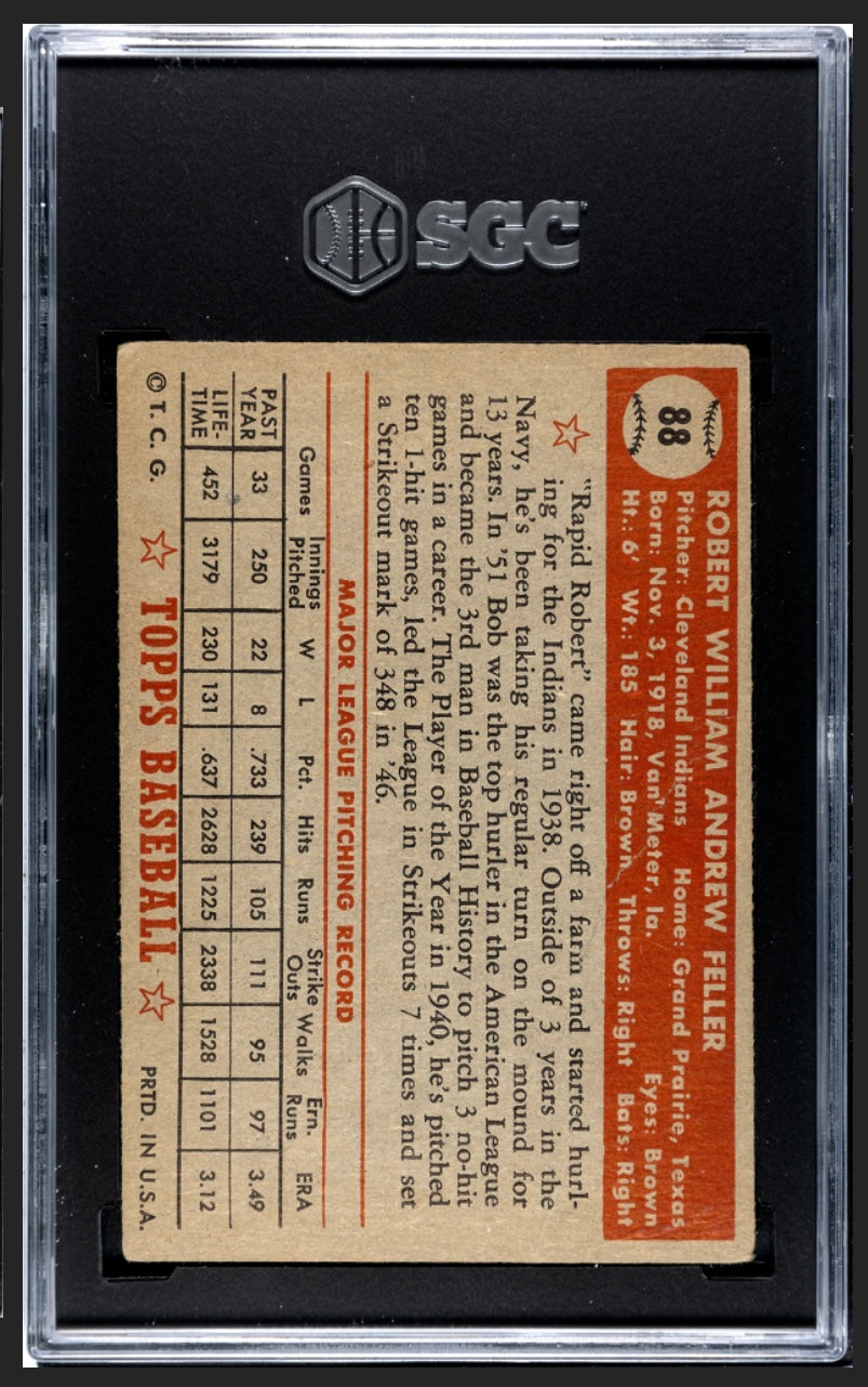 Bob Feller 1952 Topps Red Back SGC 1.5