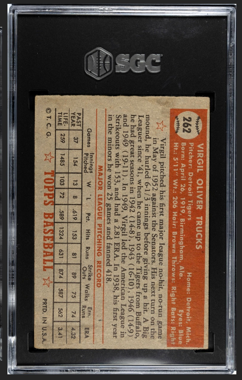 Virgil Trucks 1952 Topps SGC 3.5