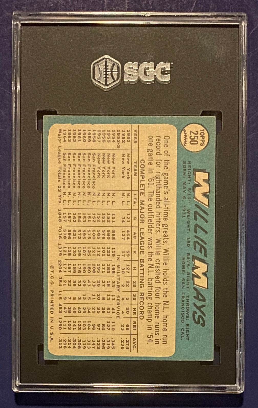 Willie Mays 1965 Topps SGC 5.5