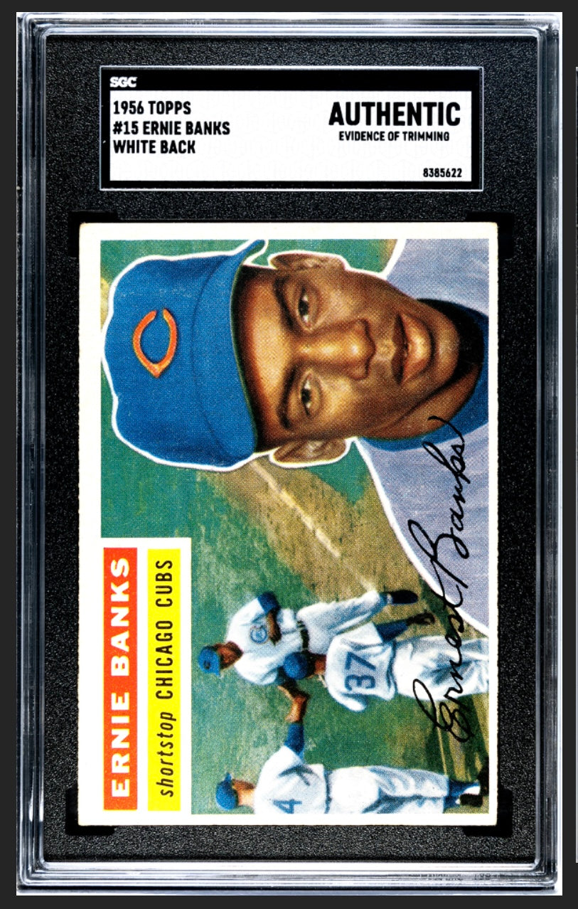 Ernie Banks 1956 Topps White Back SGC A