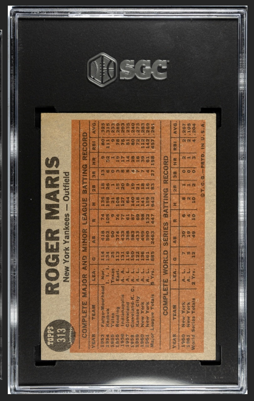 Roger Maris 1962 Topps Maris Blasts 61st SGC 5