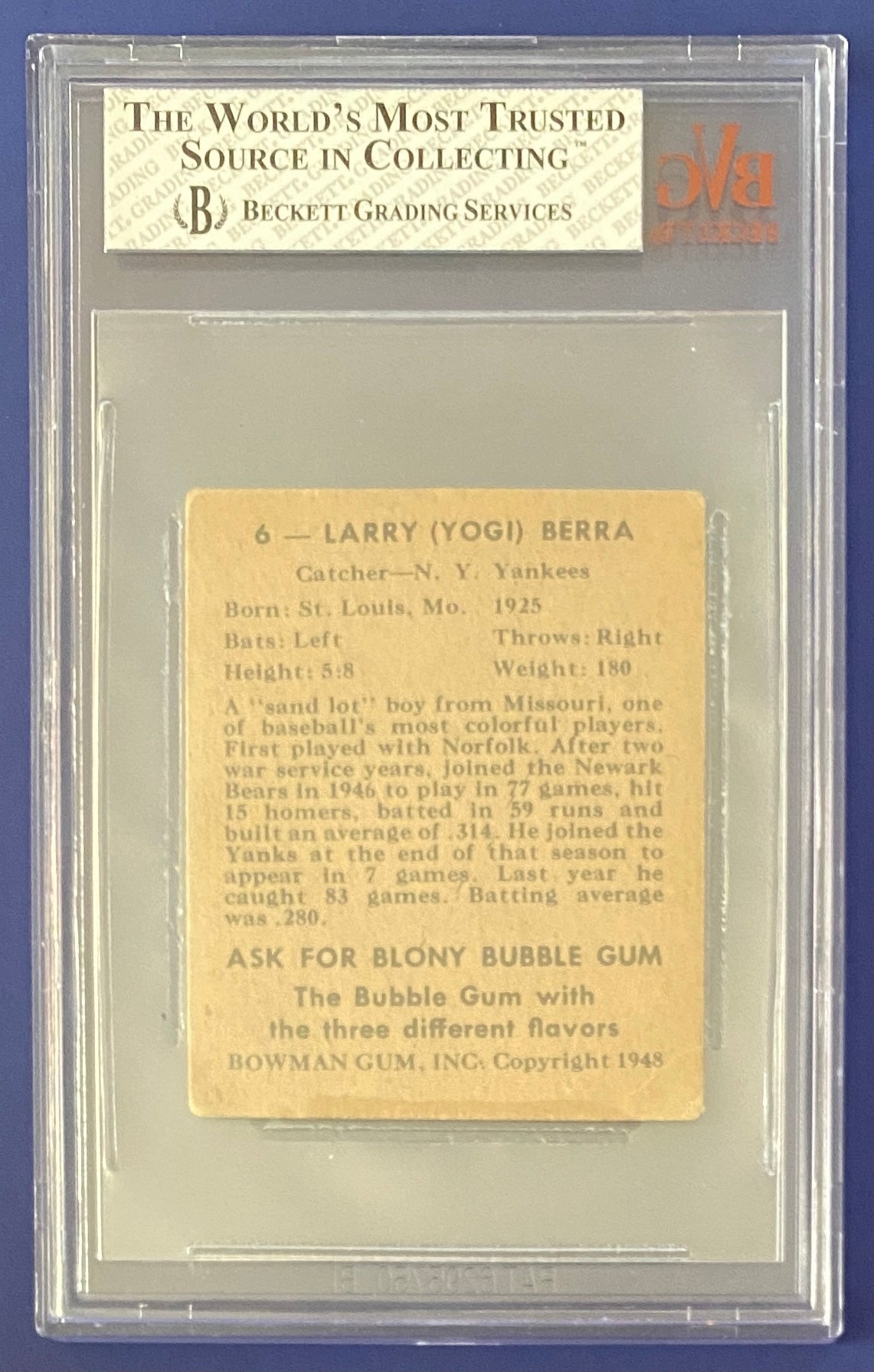 Yogi Berra RC 1948 Bowman BVG 3